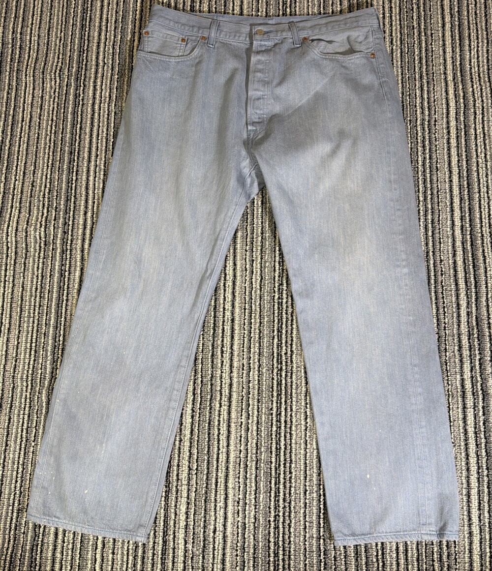 Levi's 501 Men's Gray Blue Straight Button Fly Jeans 40x32 Actual 38x30 Workwear